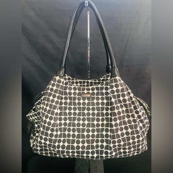 Kate Spade ♠️ Canvas Nylon Black and White Large Tote Diaper Bag - Picture 1 of 12